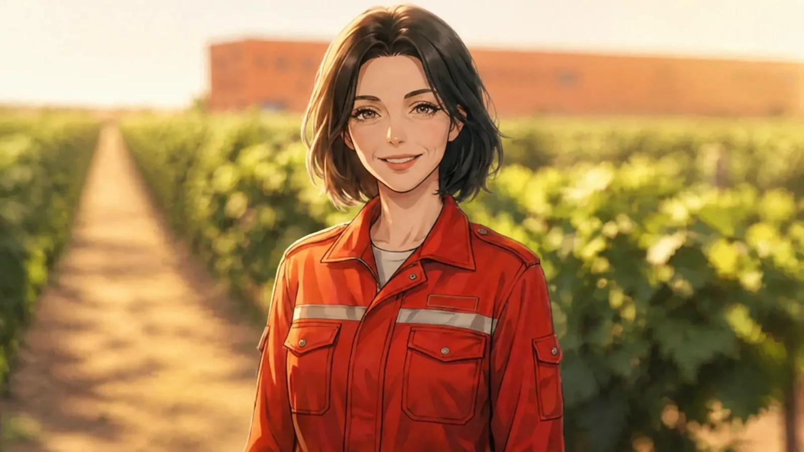 A Fei Tswei Chronicle character in a vineyard