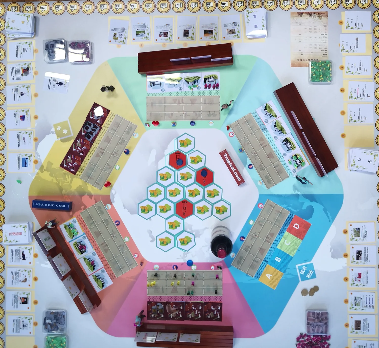 Overhead view of the full wine business simulation