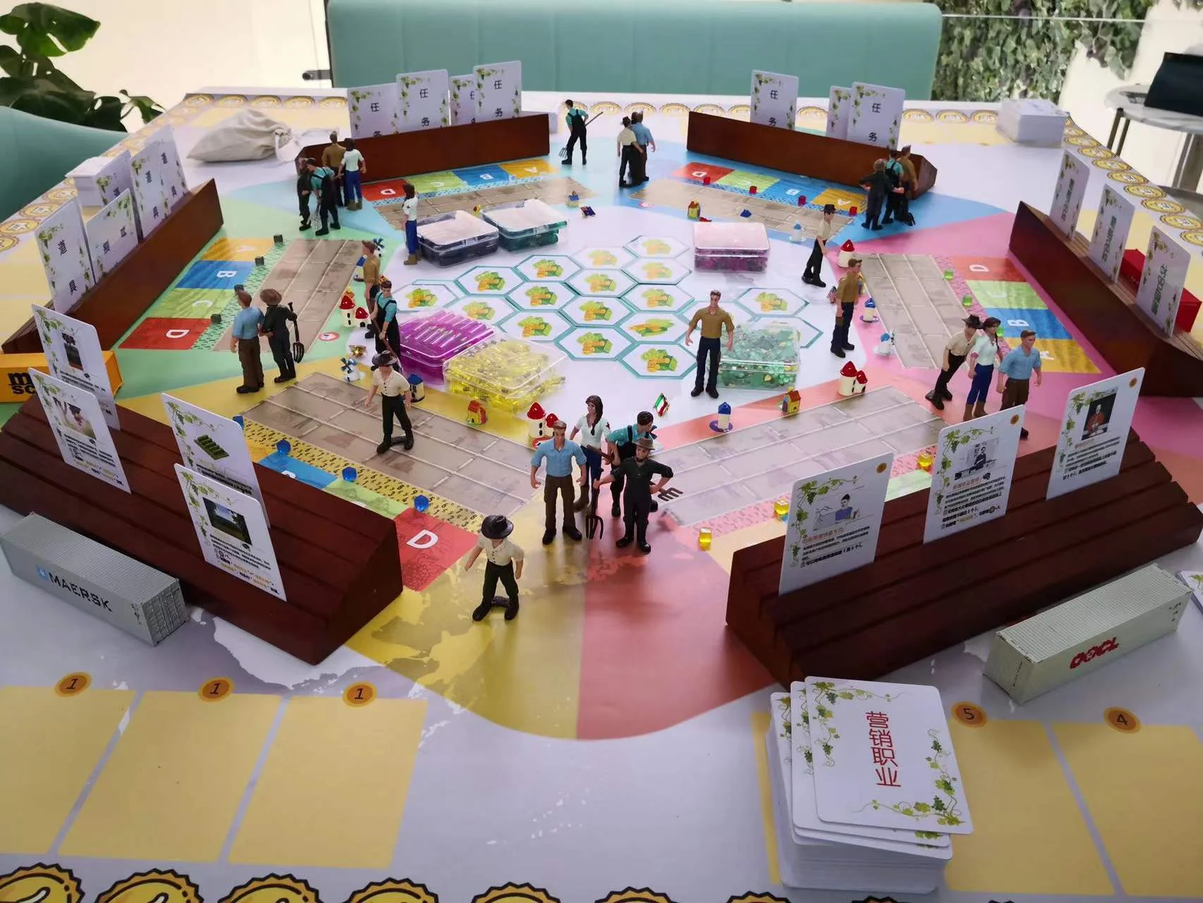 Wine business simulation board, cards and playing pieces